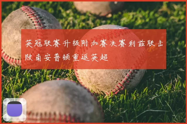 英冠联赛升级附加赛决赛利兹联击败南安普顿重返英超